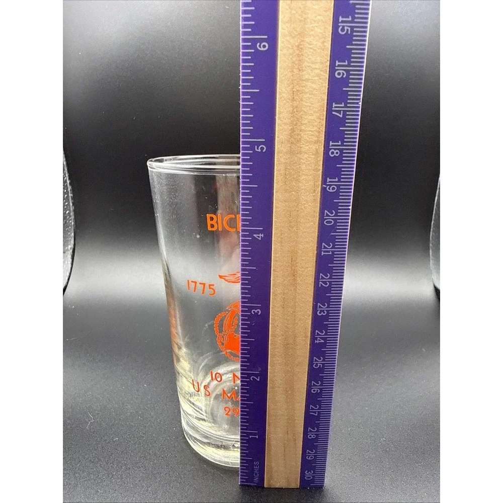 Vintage USMC Marine Corps Bicentennial Glass 1775-1975 29 Palms 10 November